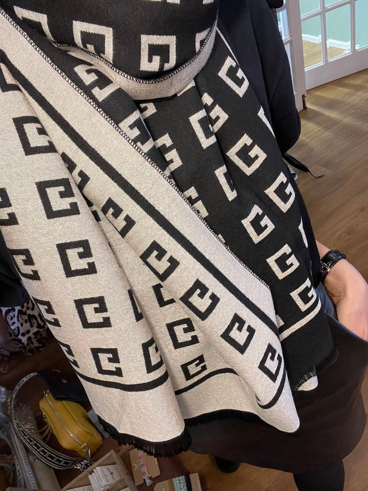 REVERSIBLE CASHMERE BLEND G SCARF -  The Style Society Boutique 