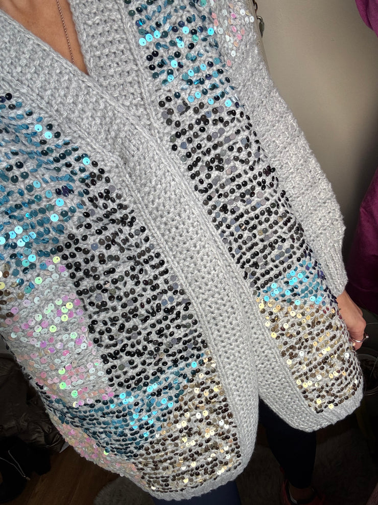 SEQUIN CHUNKY KNIT CARDI