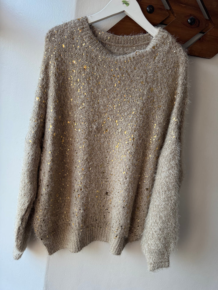 METALLIC FLUFFY JUMPER