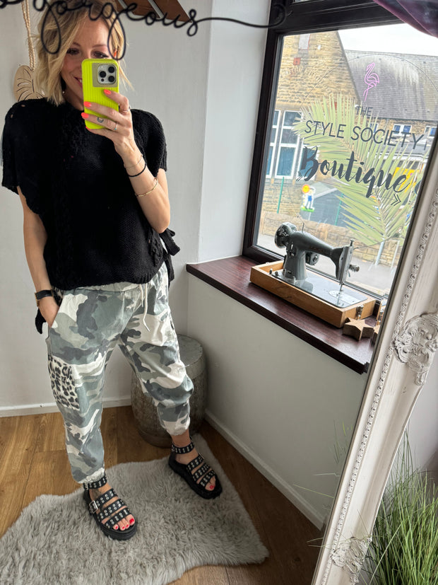 CAMO + LEOPARD MIX COTTON CARGO -  The Style Society Boutique 