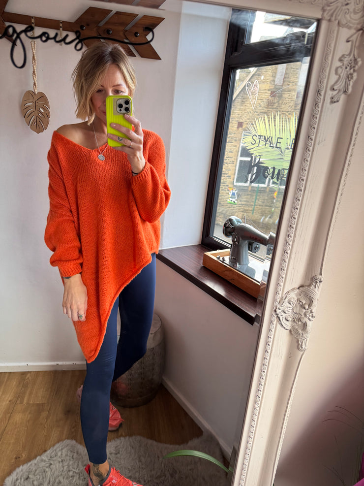 ORANGE ASYMMETRICAL OVERSIZED JUMPER