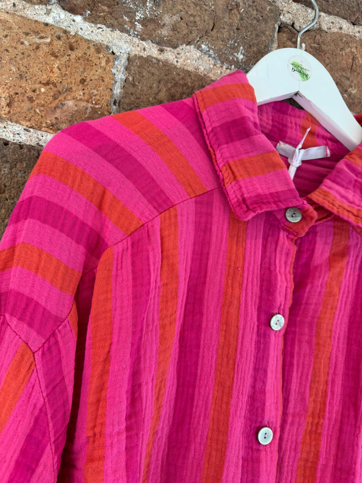 PINK STRIPE WAFFLE SHIRT -  The Style Society Boutique 
