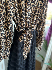 FRINGED LEOPARD PRINT 2-IN-1 DRESS