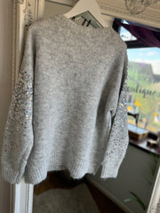 SEQUIN SPRAY JUMPER IN GREY