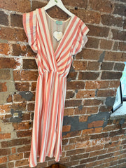 COTTON STRIPE WRAP DRESS