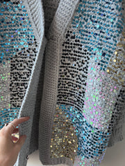 SEQUIN CHUNKY KNIT CARDI