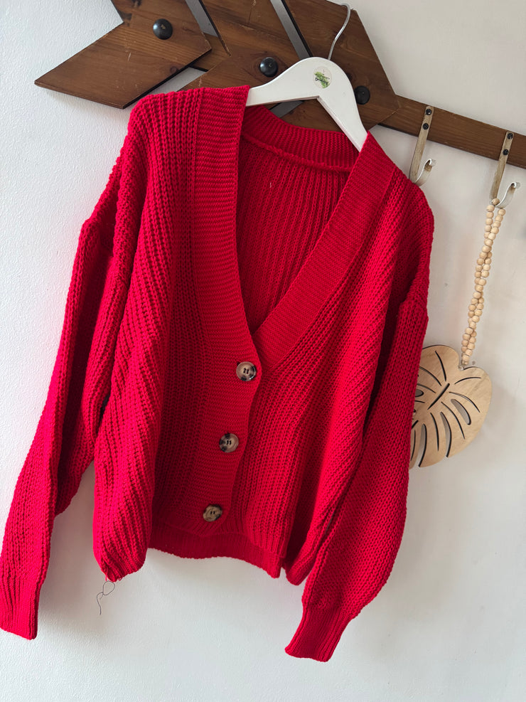 V-NECK RIB CARDIGAN