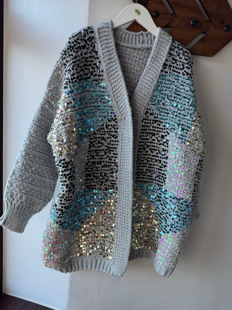 SEQUIN CHUNKY KNIT CARDI