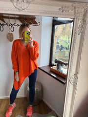 ORANGE ASYMMETRICAL OVERSIZED JUMPER