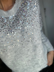 SEQUIN SPRAY JUMPER IN GREY