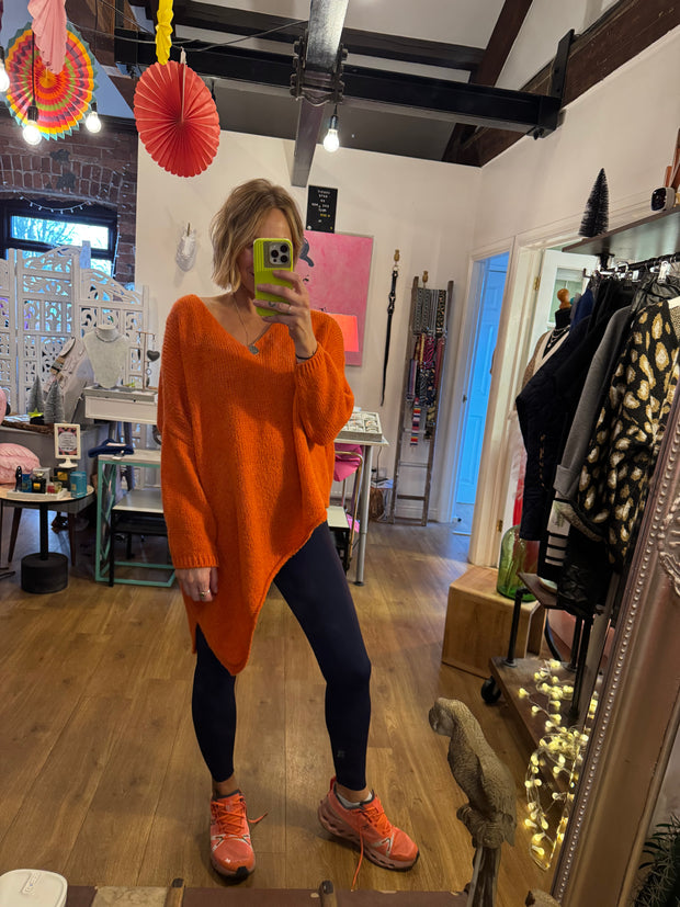 ORANGE ASYMMETRICAL OVERSIZED JUMPER