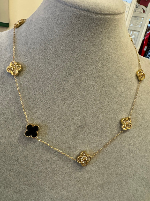 ALHAMBRA NECKLACE IN GOLD + BLACK -  The Style Society Boutique 