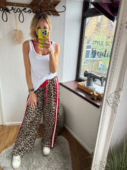 LEOPARD WIDE LEG TROUSER WITH STRIPE -  The Style Society Boutique 