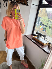 OVERSIZED COLOUR POP TEE IN PEACHY -  The Style Society Boutique 