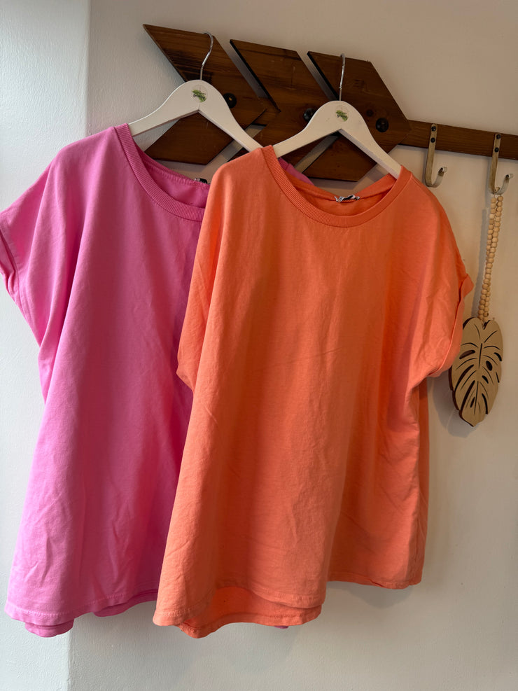 OVERSIZED COLOUR POP TEE IN PEACHY -  The Style Society Boutique 