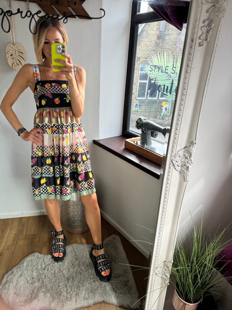 FEELING FRUITY SUNDRESS IN BLACK -  The Style Society Boutique 