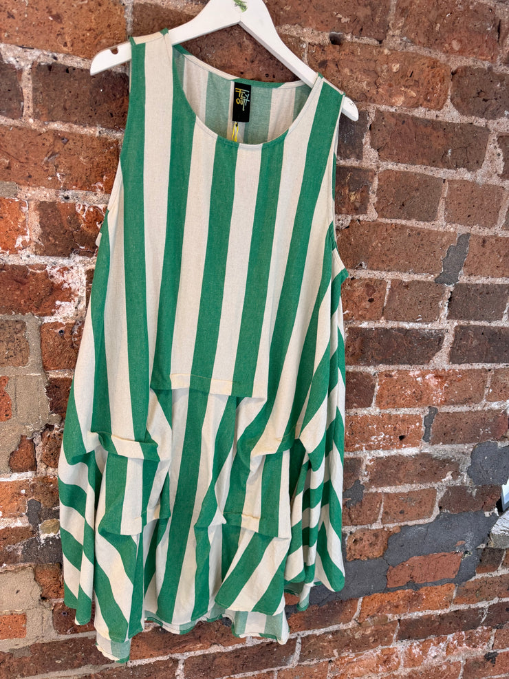 GATHERED STRIPE TRAPEZE SUNDRESS -  The Style Society Boutique 