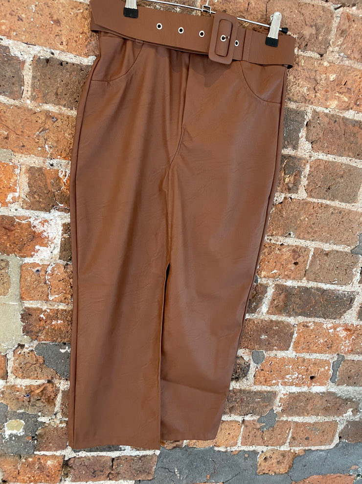 PU MIDI SKIRT IN TAN -  The Style Society Boutique 