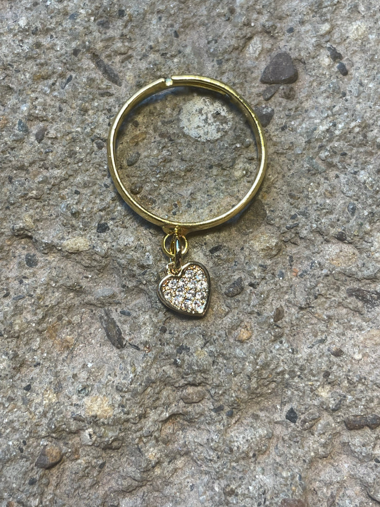 SPARKLY HEART ADJUSTABLE RING -  The Style Society Boutique 